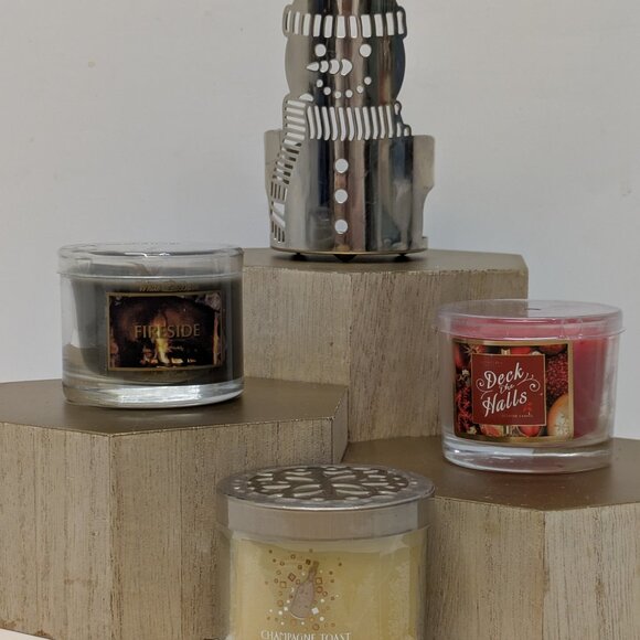 NEW! Bath & Body Works 4pc Mini Candle Set - Snowman Holder & 3 Candles - Picture 1 of 5